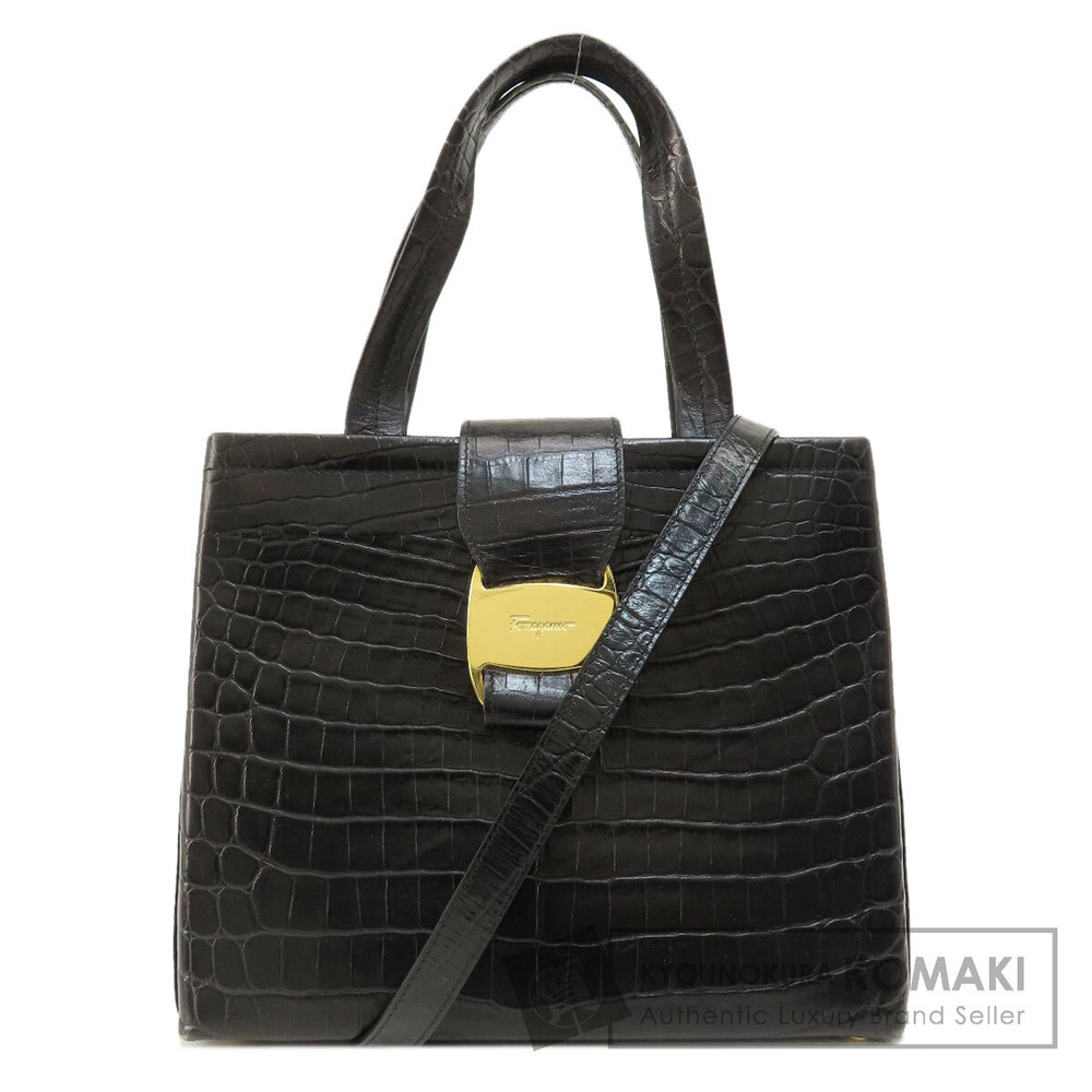 Salvatore Ferragamo motif embossed leather handbag